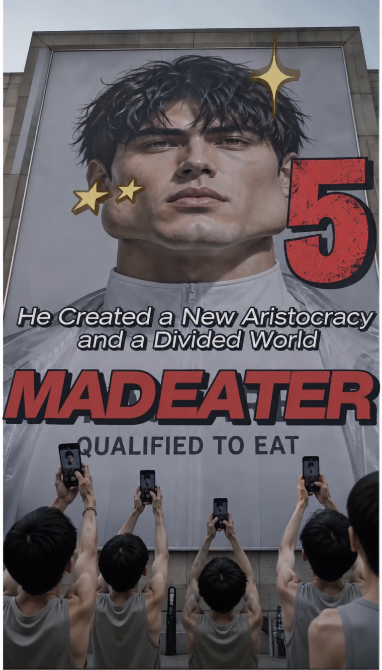 Episode 5 cover: a giant portrait billboard with people photographing it.